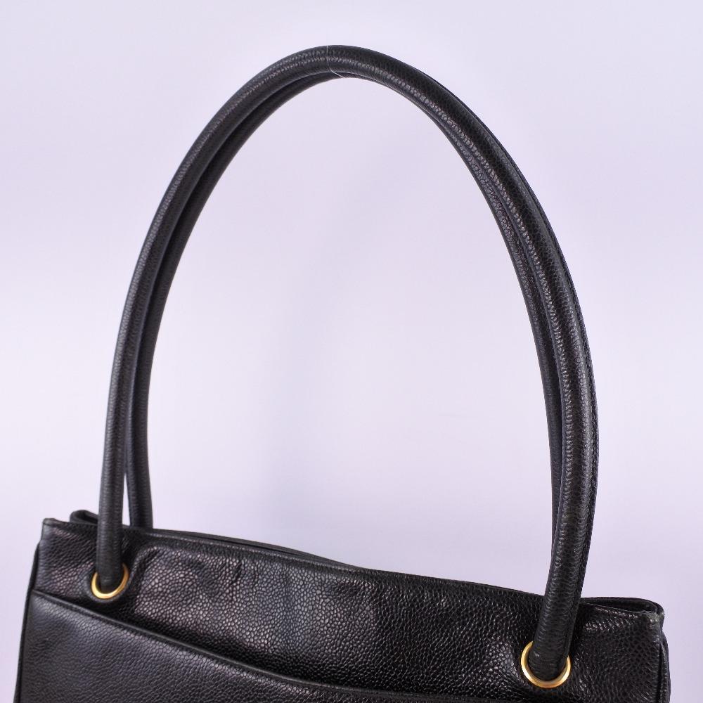 CHANEL Tote Bag black Caviar skin Women Used