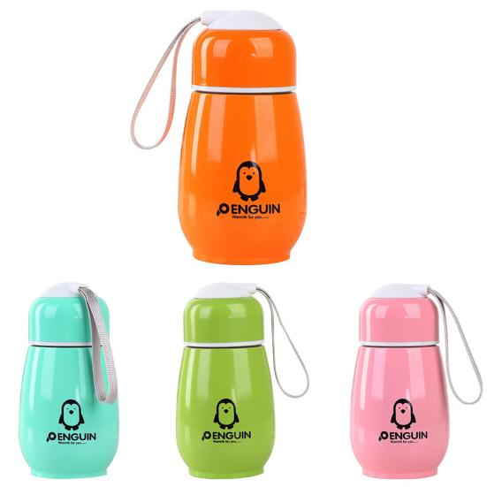 300ML Vacuum Cup Food Grade Good Thermal Insulation Effect Stainless Steel Penguin Water Bottle for Home