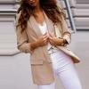 Women Autumn Blazer Solid Color Pockets OL Style Cardigan Formal Long Sleeves Lady Suit Coat Female Clothes