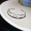 Exquisite Zircon Butterfly Double-Layer Open Bangle Bracelet