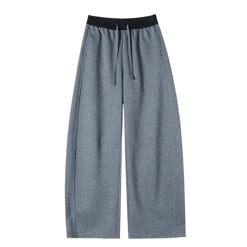 2026 Autumn/Winter Women's High Waist Loose Casual Sweatpants, Plus Velvet Wide Leg Cropped Pants.