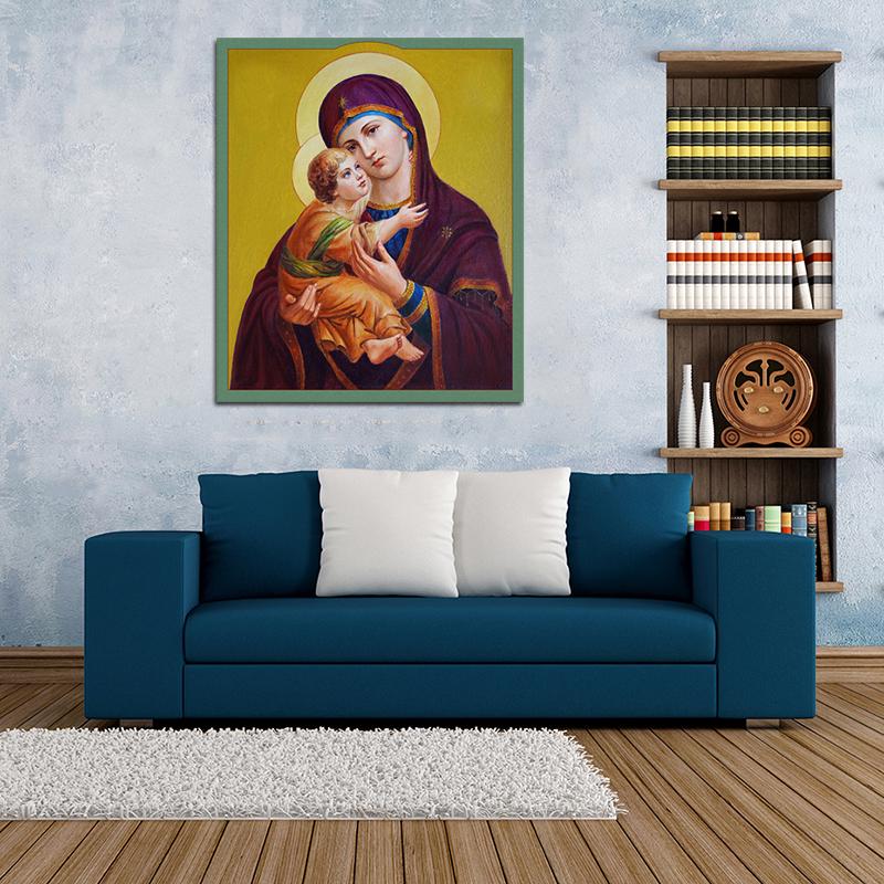 Pintura de diamante 5D DIY Virgen de la Primavera de Plata Theotokos Religión Bordado de diamantes