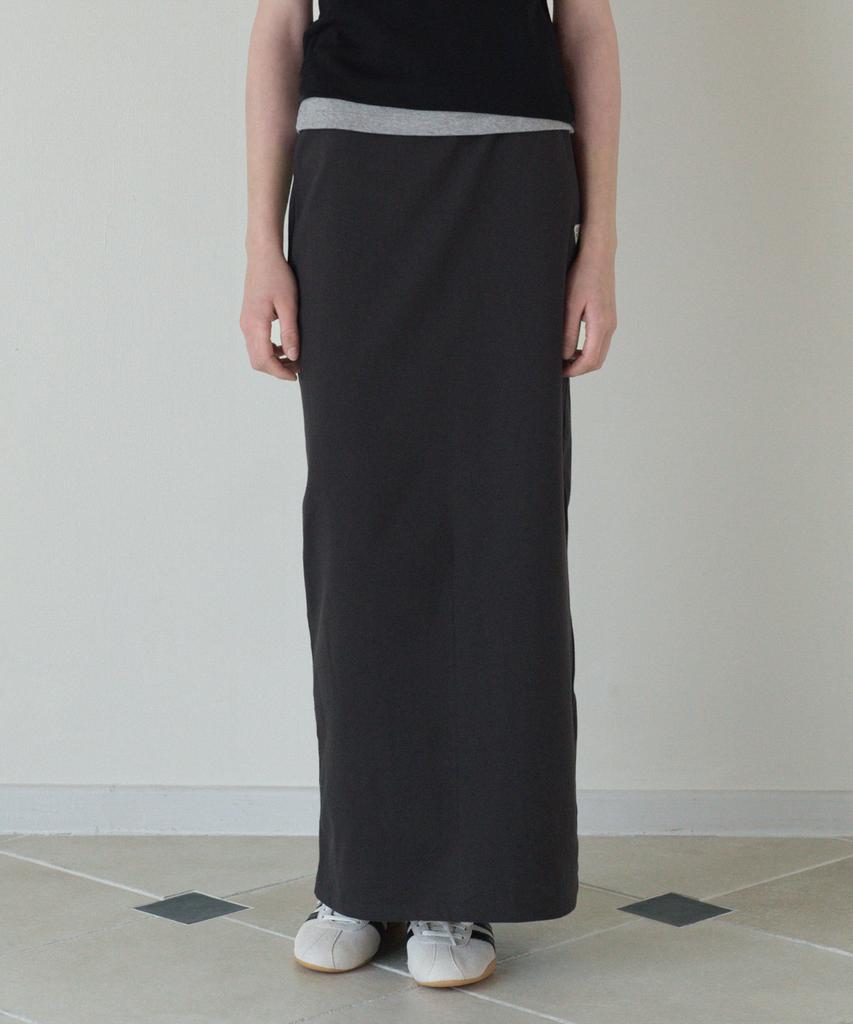 Tudment 50S Embroidered Long Skirt_Charcoal