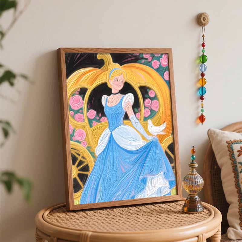 Disney Cinderella Pumpkin Carriage Rose Paint by Numbers Painting Art Kit Home Decor Gift