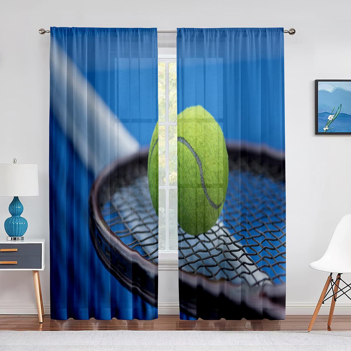 

Теннис Игра на открытом воздухе Солнечная полупрозрачная штора для гостиной Вуаль для оконных жалюзи Спальня Драпировка Кухонные тюлевые шторы 1 PCS W100XH250cm&Grommet Top