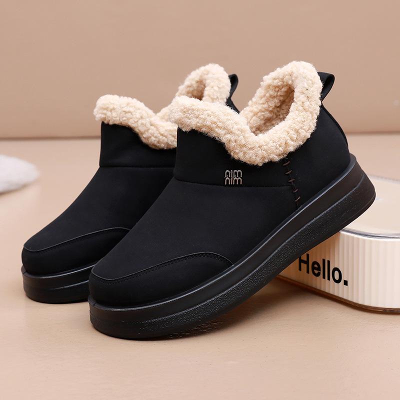 Damen Winterstiefel im Pekinger Stil, Rutschfeste Schuhe für kaltes Wetter, Plüschgefütterte warme Schneestiefeletten, Rutschfeste Sohle