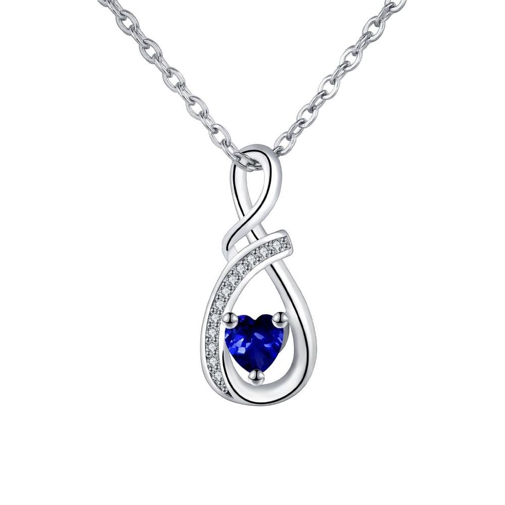 Birthstone Accent Infinity Heart Necklace Zircon Inlay Fashion Necklace Birthday Anniversary Gift