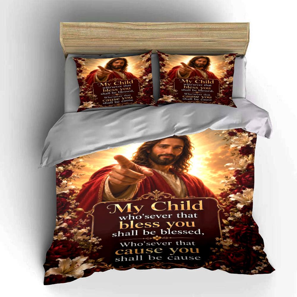 Christian Blessing Inspirational Bedding Set Bedding set (1 duvet cover, 2 pillowcases, duvet not included)