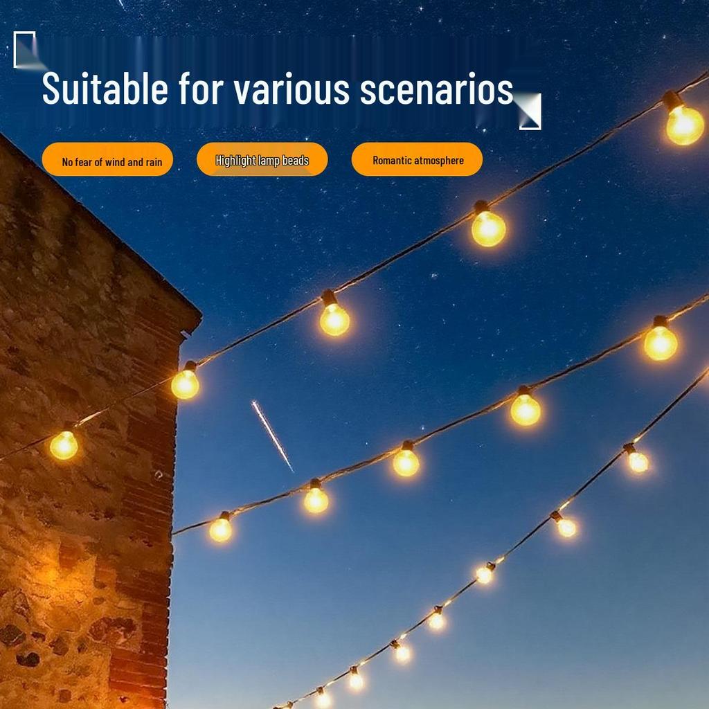 Rainproof G40 Solar Decorative String Lights for Home & Courtyard, Ideal for Festive Ambiance