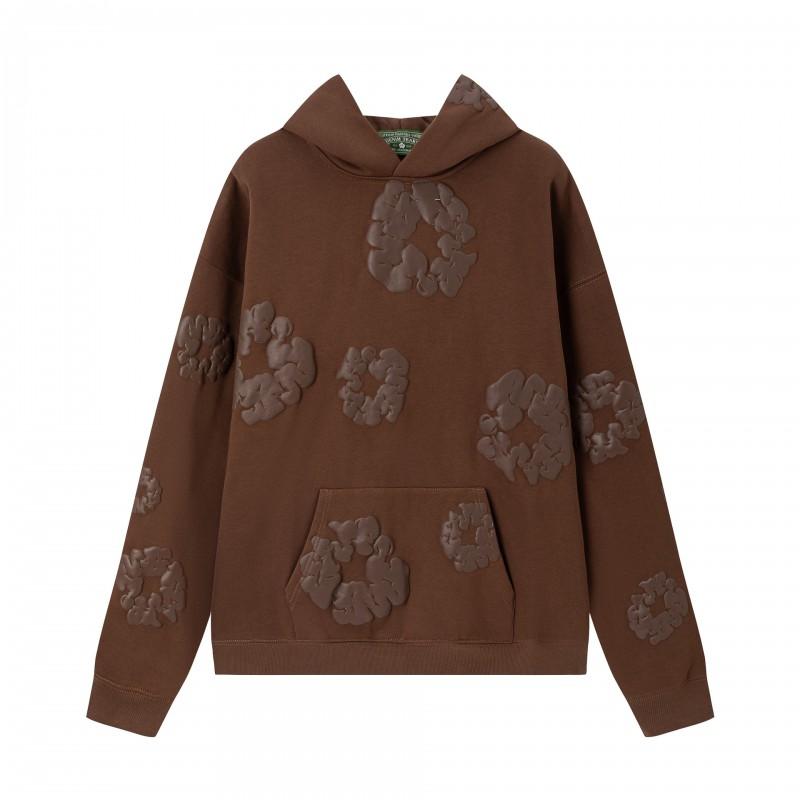 Completo Felpa con Cappuccio e Jogger Unisex Oversize con Stampa Floreale Fodera Calda in Pile Streetwear Invernale