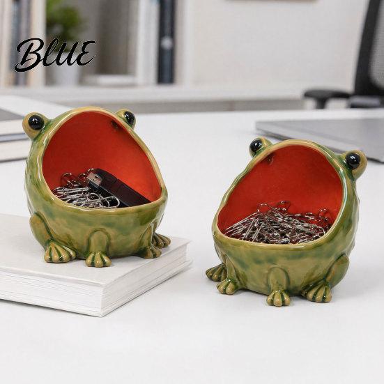 Countertop Frog Bowl Organizer for Storage Candy Box Big Mouth Dish Key Box Entryway Table Animal Shape Jewelry Tray