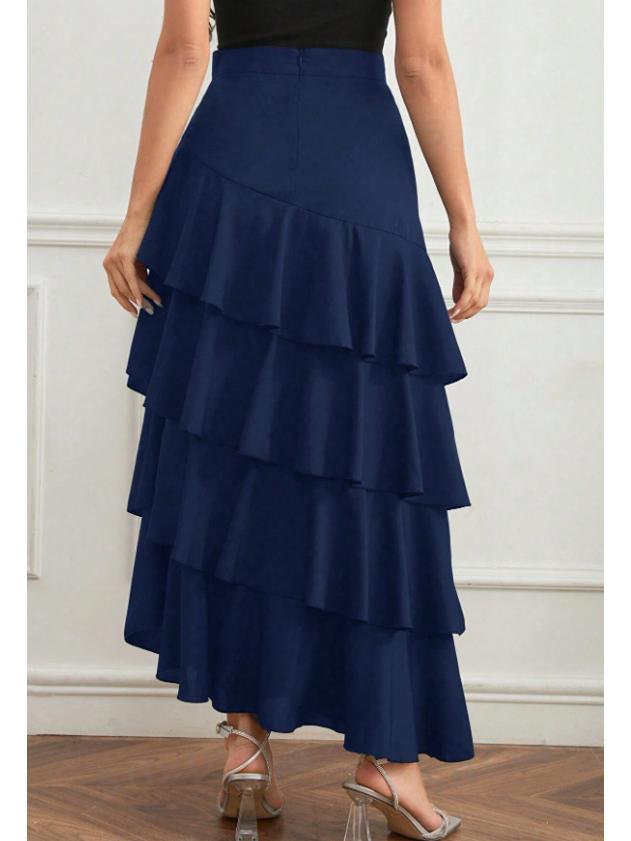 Europäisch-Amerikanischer Frühling/Sommer High-Waist Unregelmäßiger Midi Maxi Rock