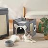Pet Cat House Large Cat Bed Four Season Universal Double Layered Cats With Fluffy Ball Hanging Cube Beds For Large Kitten Indoor