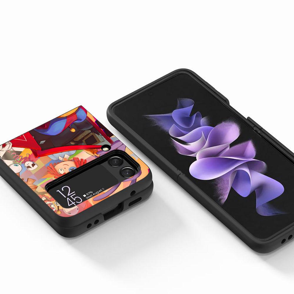 Pomni Amazing Digital Circus Case for Samsung Galaxy Z Flip4 Flip3 5G PC Hard Phone Shell Z Flip 4 3 Black Zflip4 Zflip3 Cover