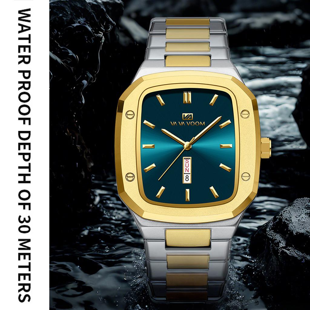VA VA VOOM Klassische Business Herrenuhren Edelstahl Uhr für Herren Analog Quarz Mode Freizeit Armbanduhr Wasserdicht Sport Dresswatch