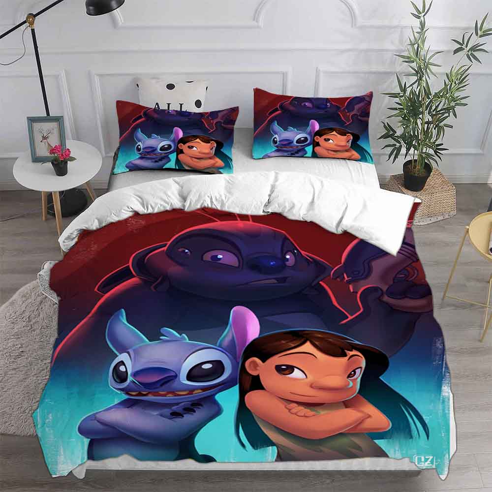 Lilo&Stitch Bedding Sets Cartoon Comforter Quilt Bed Cover Duvet Cover Pillow Case 2-3 Pieces Sets Kids Adult Bedroom Decor