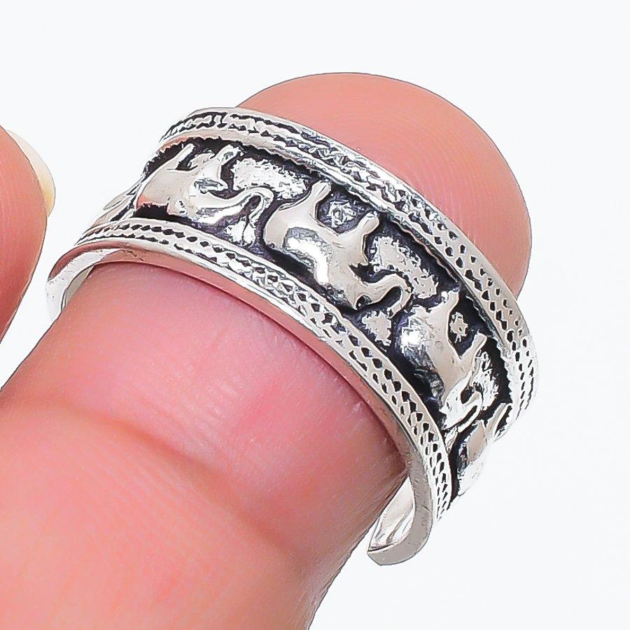 

Natural Elephant Look 925 Sterling Silver Jewelry Ring Size Adjustable z0N21