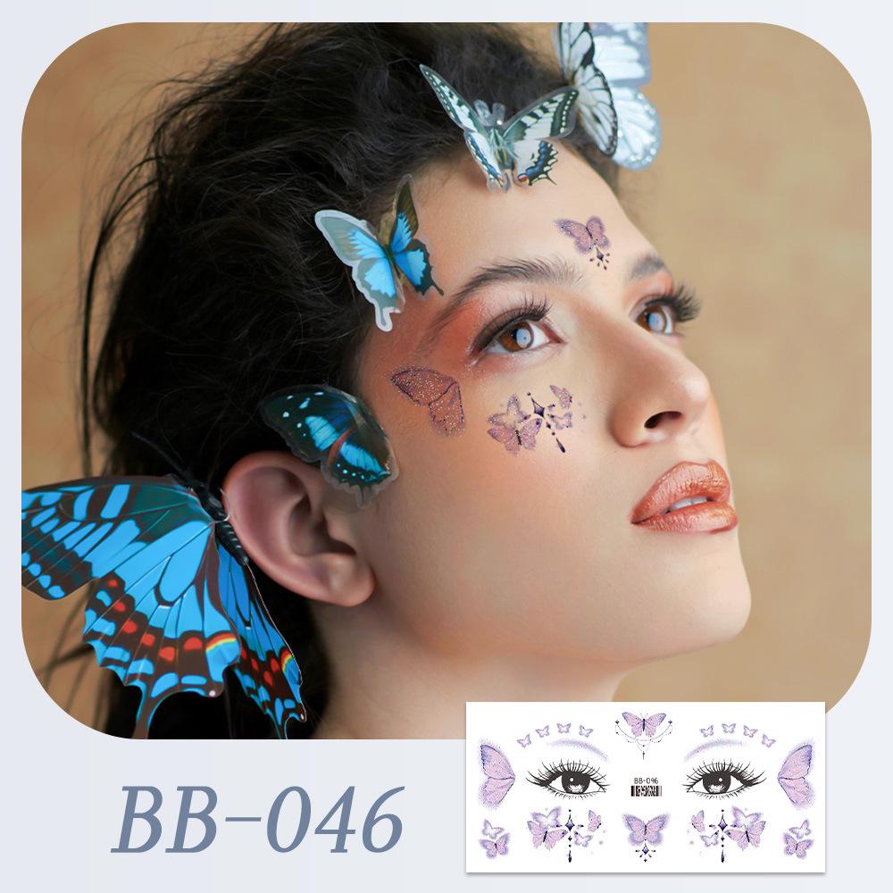 Waterproof Butterfly Glitter Face Tattoo Stickers for Festival Dance Parties