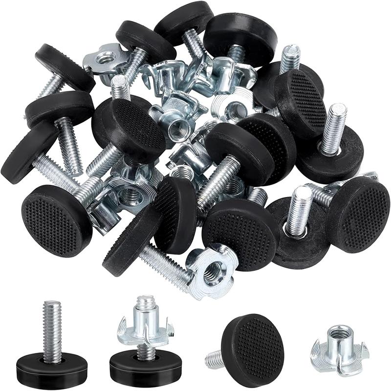 16Pcs Adjustable Furniture Feet M6 Thread Levelling Feets Set Furniture Levelers Glide Screw In Table Chair Feet Floor Protector