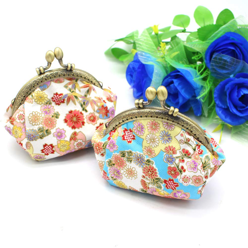 Moeruruya Coin Round Cute Bag Wallet, Purse, Shape, Women's Bag, Small, Handmade, Japanese-Style (Blue)