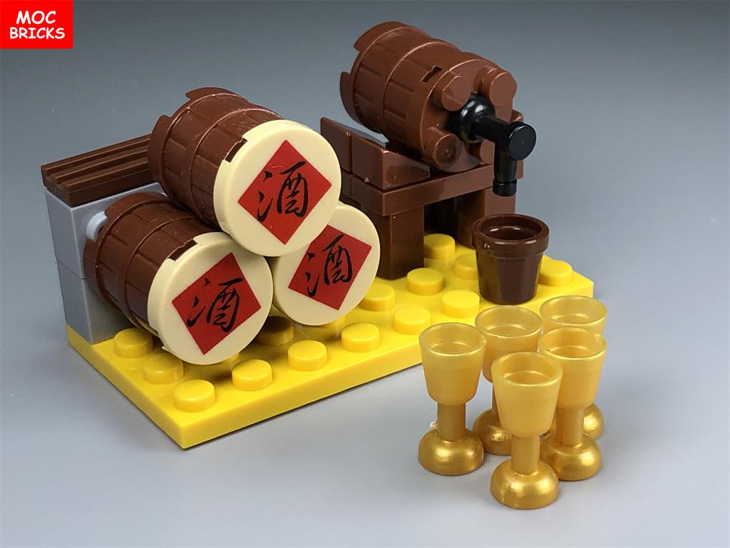 MOC Bricks Chinese Culture Spring Festival Happy New Year Gift Red Envelope Wedding Wine Model City Building Blocks Toys For Kid