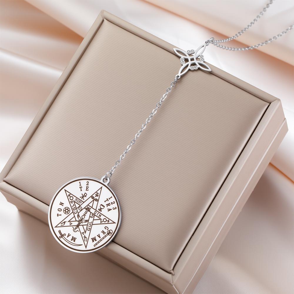Dawapara Tetragrammaton Pentagram Necklaces Witches Knot Pendant Wiccan Protection Amulet Stainless Steel Jewelry