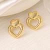 Retro Geometric 304 Stainless Steel Ear Studs with Concave-Convex Design