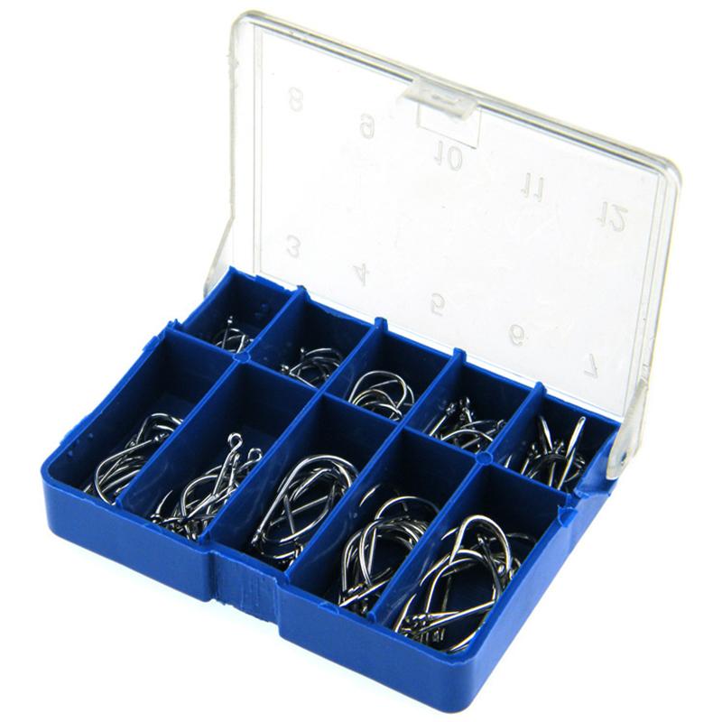 100Pcs #3-#12 Silver Black Gold Freshwater Fishing Hooks Carbon Steel Carp Fishhooks Barbed Hooks Kit Fishing Tackle Accessories