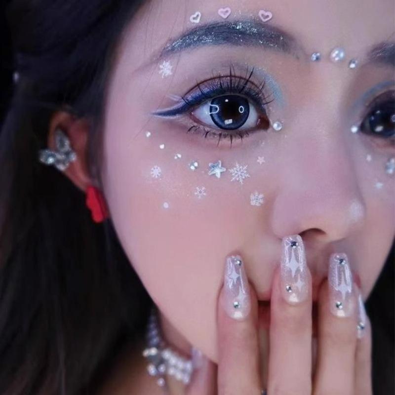 White Snow Face Stickers DIY Temporary Tattoos  Nail Jewelry Diamonds Decoration Christmas Snowflake Eye Body Art Make Up