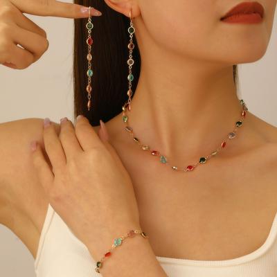 Niche Ethnic Style Necklace Small Fresh Love Glass Diamond Beaded Necklace Ins Holiday Style Summer Sweet Necklace