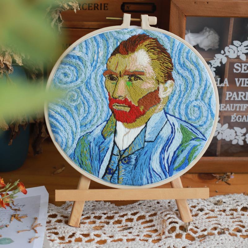 1pc Van Gogh Self-Portrait Pattern Embroidery DIY Fabric Craft Kit