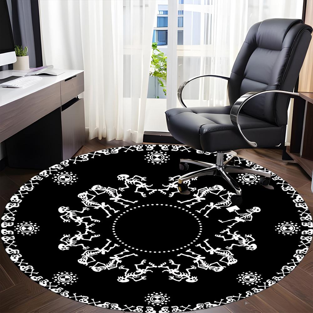 1pc Skeletal Celebration Office Round Area Rug,  Mat Suitable For Office, Under Office Chairs Bedroom Living Room Home Decor, Room Deco