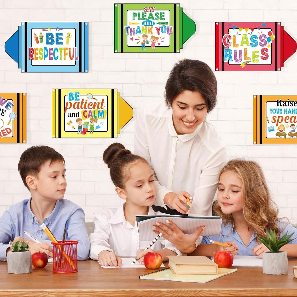 Pajean 10 Pieces Classroom Rules Posters Back to School Classroom Bulletin Board Decorations Motivational Porch Sign Set for Kindergarten Preschool