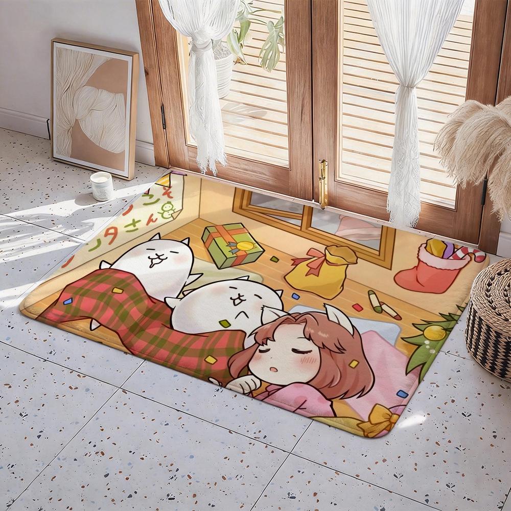 Game B Battle Cats Floor Mat Eco Flannel Doormat Non Slip Odorless Indoor Floor Rug Soft Short Plush Home Mat