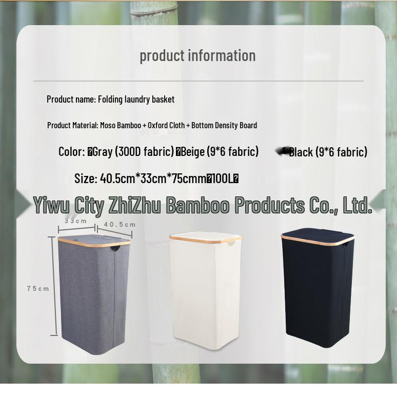 Foldable Bamboo Laundry Hamper with Lid and Inner Bag for Bedroom and Bathroom