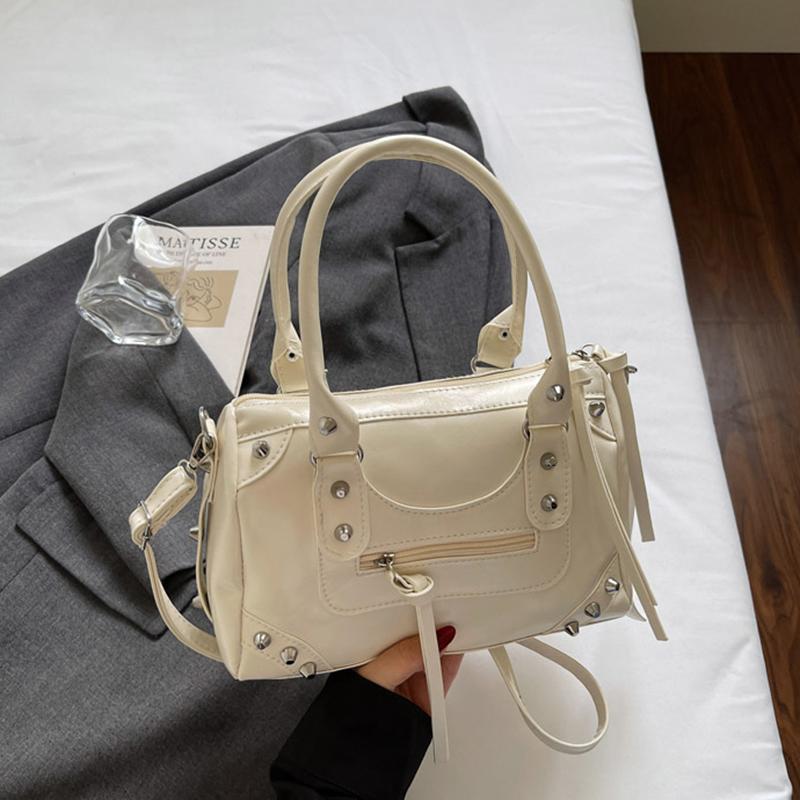 Faux Leather Solid Color Large Capacity Hobos Shoulder Bags for Women High Quality Versatile Undearm Ruched Handle Bags