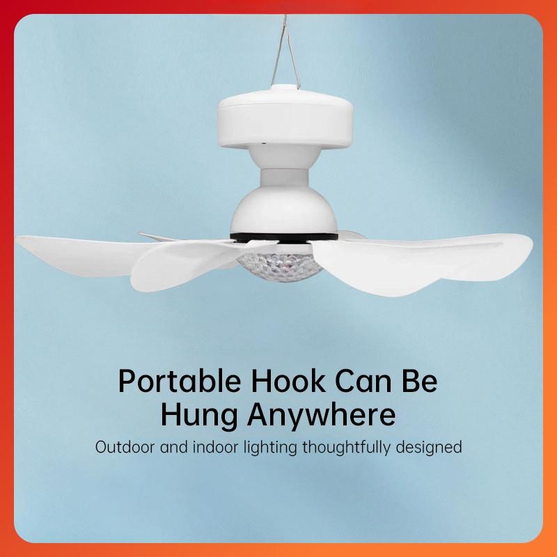 Outdoor Ceiling Fan Light Camping Portable Solar Remote Control Fan Lamp 10000mAh DC Rechargeable Fan Light