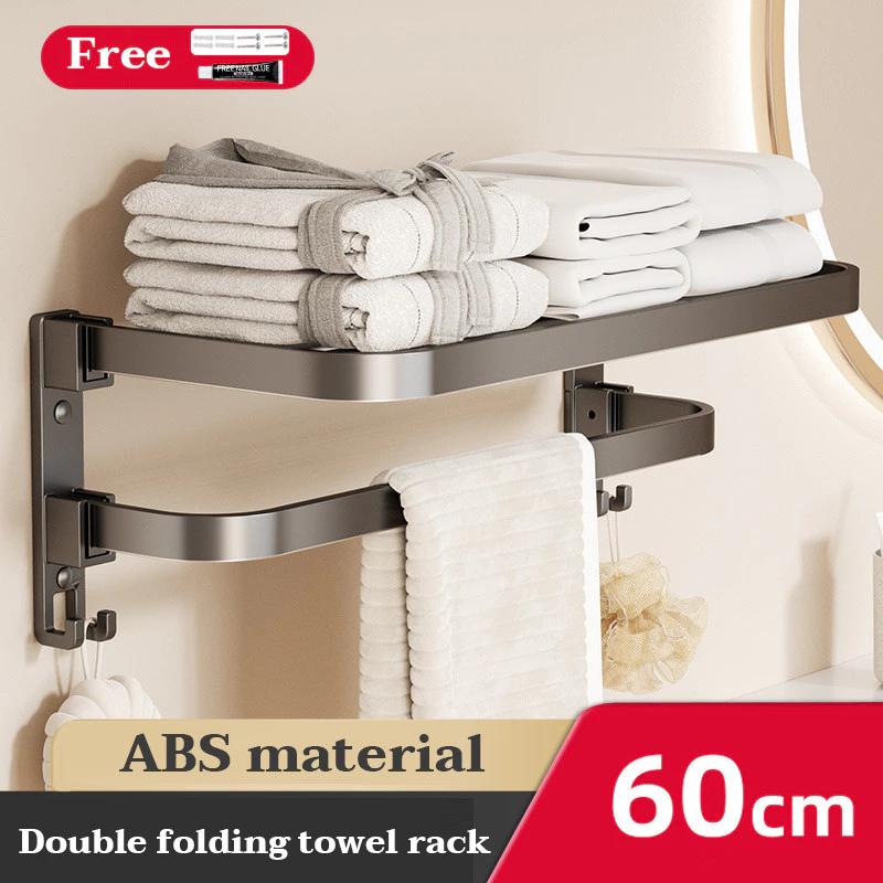 60Cm Stainless Steel Towel Rack Bathroom Foldable Towel Bar Bathroom Shelves Wall Mounted Towel Hanger