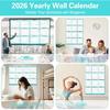 24" x 36" 2026 Wall Calendar, Folded Wet & Dry Erase Wall Calendar 12 Month, Annual Yearly Planner Yearly Laminated Calendar 2026