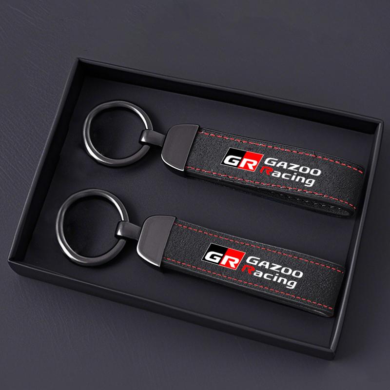 Suede Leather Car Key Rings Chains For Toyota GR Sport Corolla Yaris Aygo Prius RAV4 Crown CHR Camry Auris Keychain Accessories
