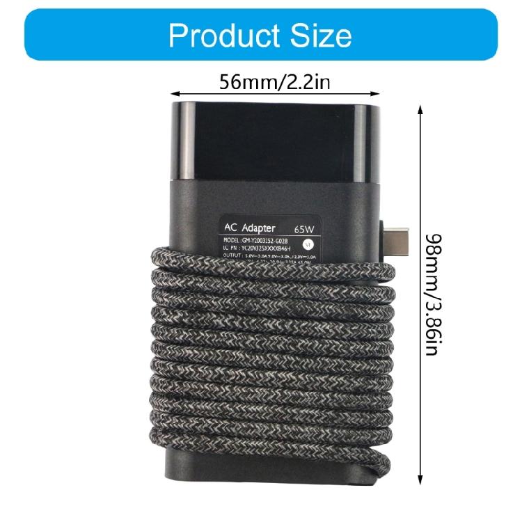 Universal 20V 3.25A 65W USB C Laptop Charger Efficient Power Delivery for Travel