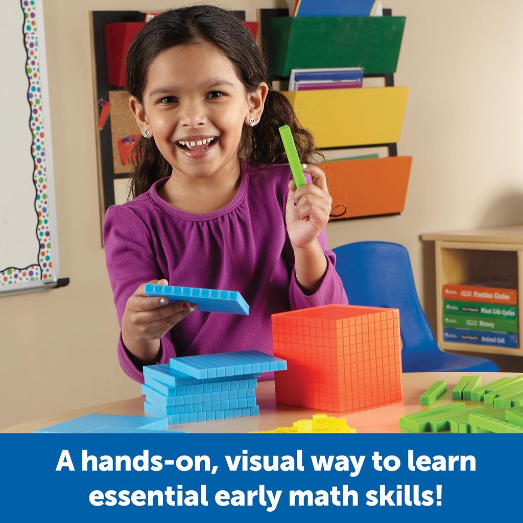 Learning Resources Math Starter Base Bright with Activity Authentic Set, Ten, 4-Piece Set, Colors, Book, LER3551,