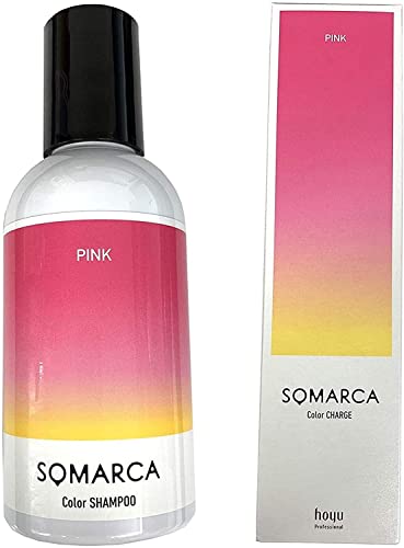 Hoyu Somaruka Цветной шампунь, Розовый, 150мл + Заряд цвета (Обработка цвета), Розовый, Набор 130г