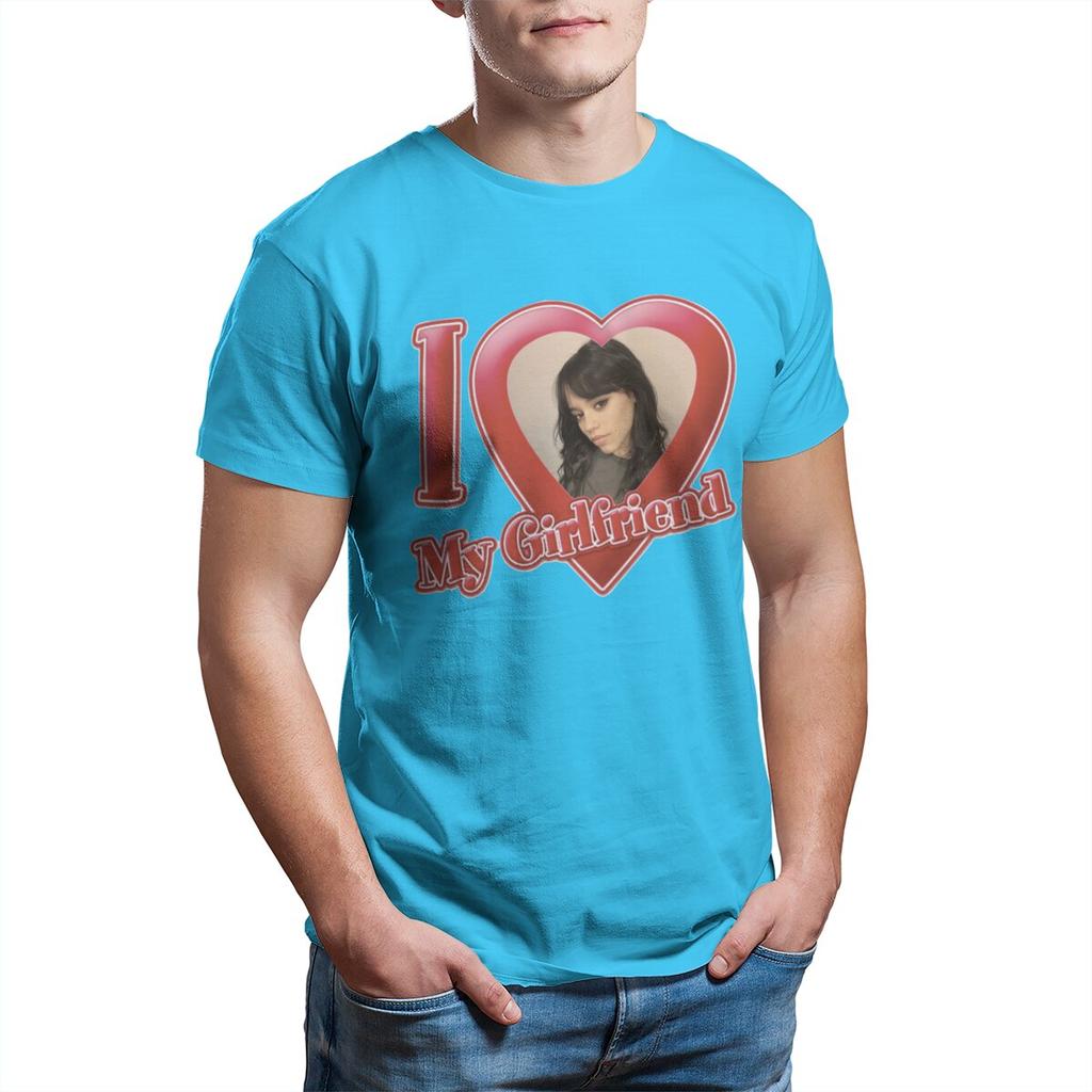 I Love My Girlfriend Jenna Ortega T Shirt for Men Pure Cotton Vintage T-Shirt Round Collar  Tees Short Sleeve Tops 4XL 5XL
