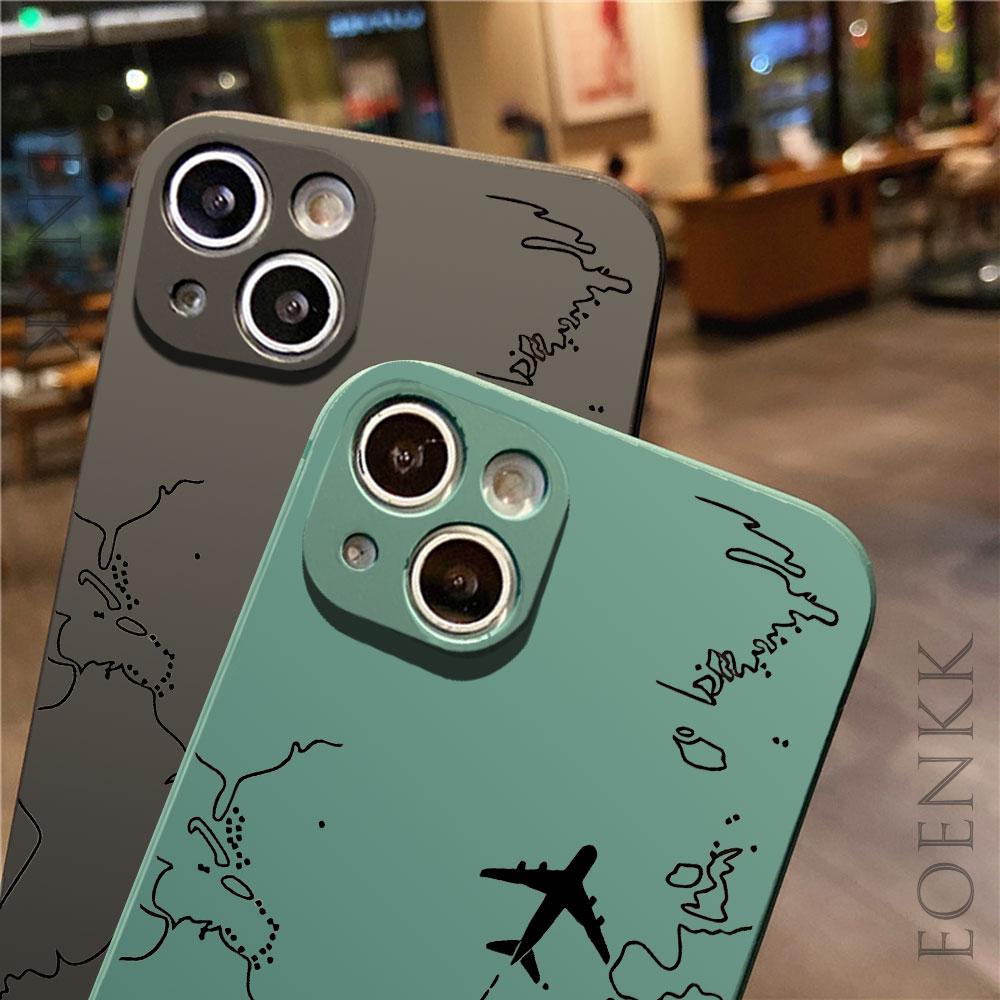 Travel-nspired Airplane Route Design Phone Case For iPhone 15 Pro Max 14 13 12 11 16 XS X XR 7 8 Plus SE Shockproof Soft Cover