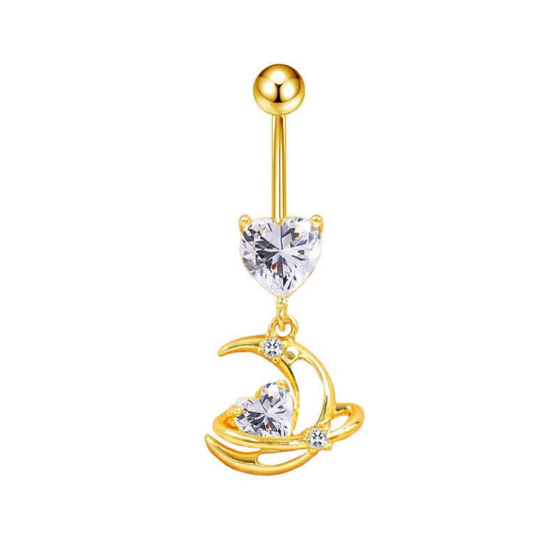 Gaibei Trendy Moon & Heart Navel Ring Jewelry