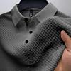 Mesh Ice Silk Short-sleeved T-shirt Men Shirt Collar Summer Solid Colour New Men's Polo Short-sleeved Tops