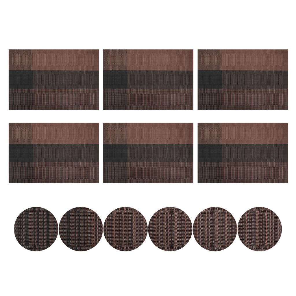 6Pcs Table Mat W/ Coaster Set Non-Slip Bowl Pad Washable PVC Heat-resistand Dining Table Placemats Modern Home Party Decoration