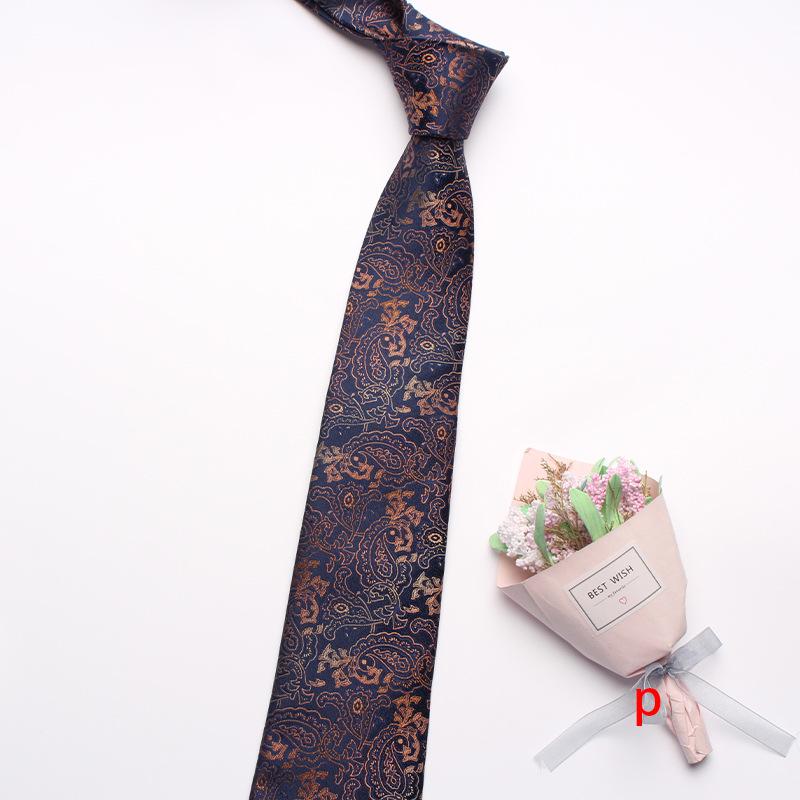 Navy Blue Series Oblique Striped Tie Men'S Business Flower 8Cm Polyester Silk Tie