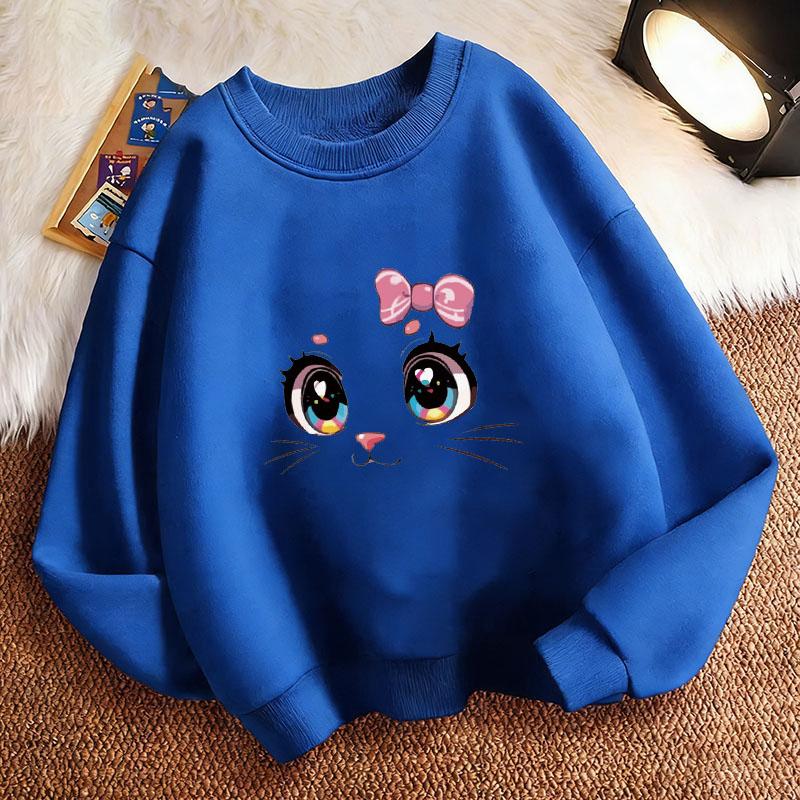 Kawaii Cat Meme Children'S Sweatshirt Pullover Crew Neck Graphic Print Hoodie Boy/Girl Kids Hoody Comfortable Sweatshirt